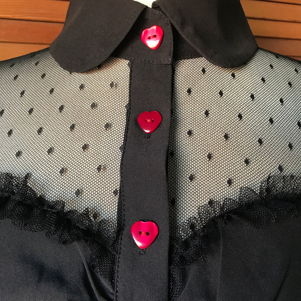 Gothic Victorian Vampire Lolita Retro Bloody Valentine Black Top L