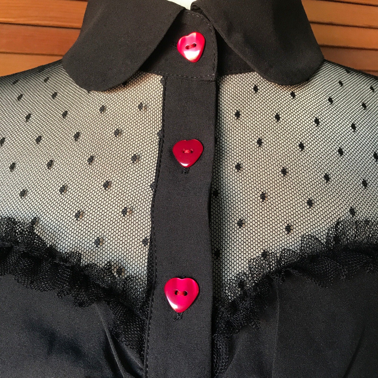 Gothic Victorian Vampire Lolita Retro Bloody Valentine Black Top L