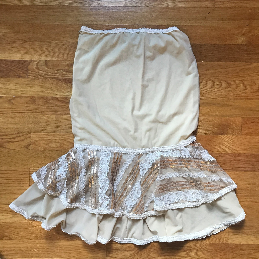 Lip Service Vintage Femmes of Folly Gothic Victorian Ivory Lace Sequined Skirt M