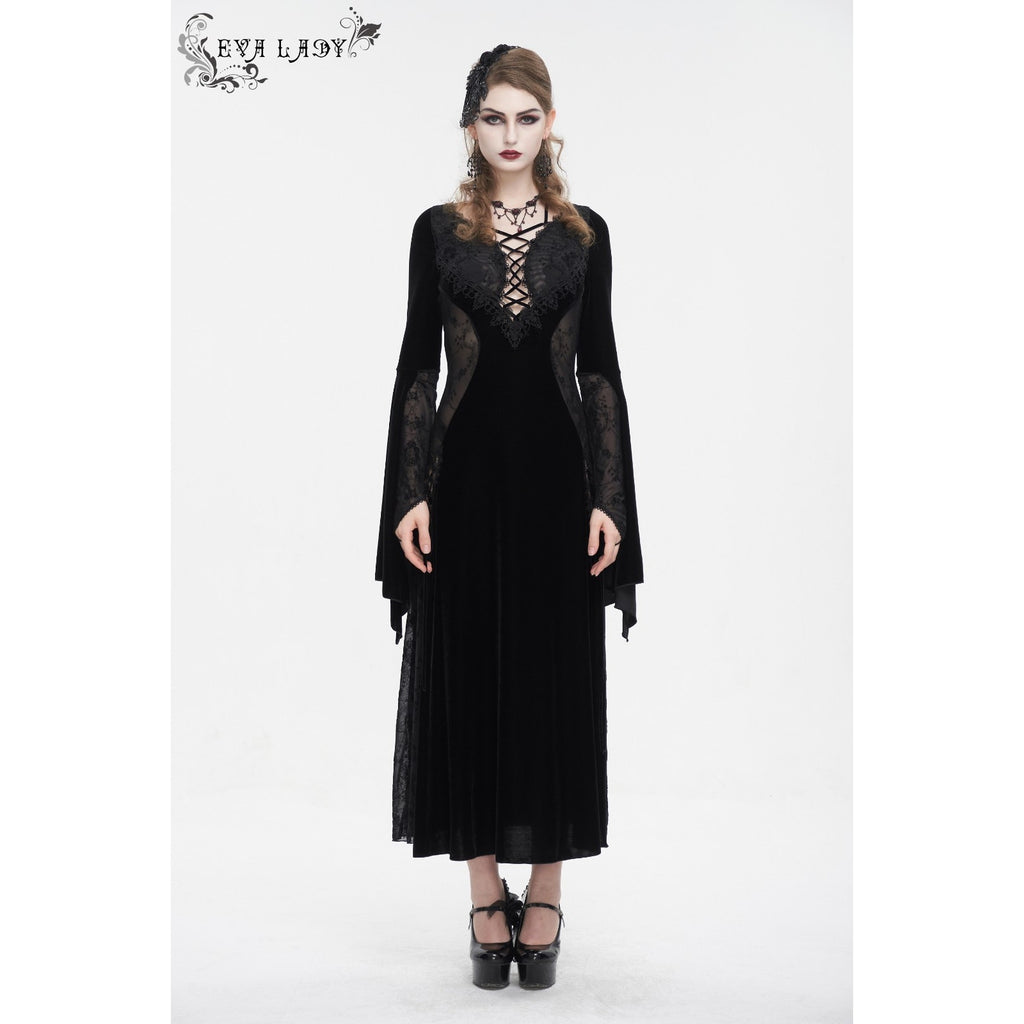 Devil Fashion Gothic Victorian Vampire "Velvet Maiden" Lace Long Gown Dress