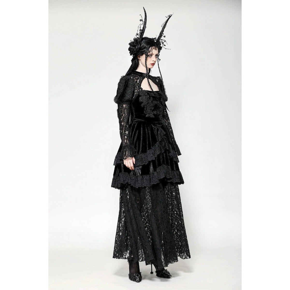 Dark In Love Gothic Victorian Lolita Princess Romantic Black Velvet Dress