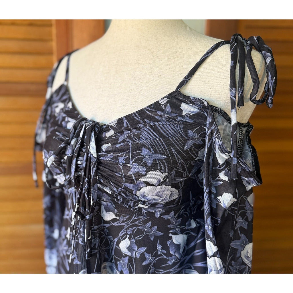 Dolls Kill Fairycore Garden Goth Coquette Funeral Rose Tunic Dress S