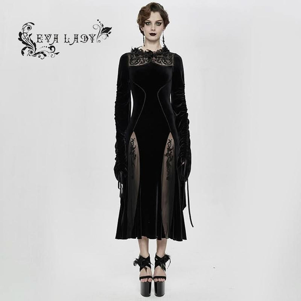 Devil Fashion Gothic Victorian Vampire Cruel Mistress Black Velvet Gown