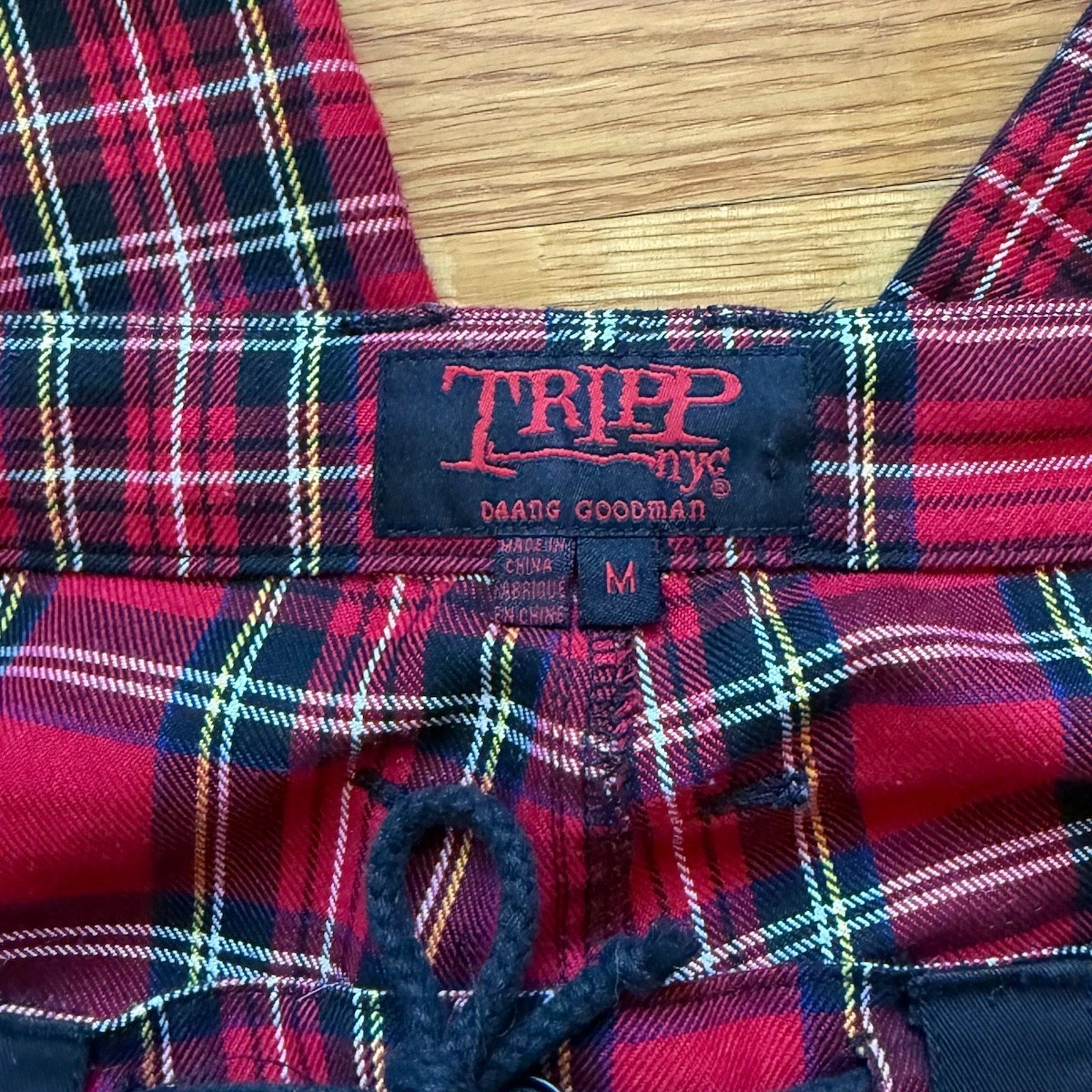 Vintage Tripp NYC Punk Goth Y2K Red Plaid Bondage Transformer Pants Shorts M