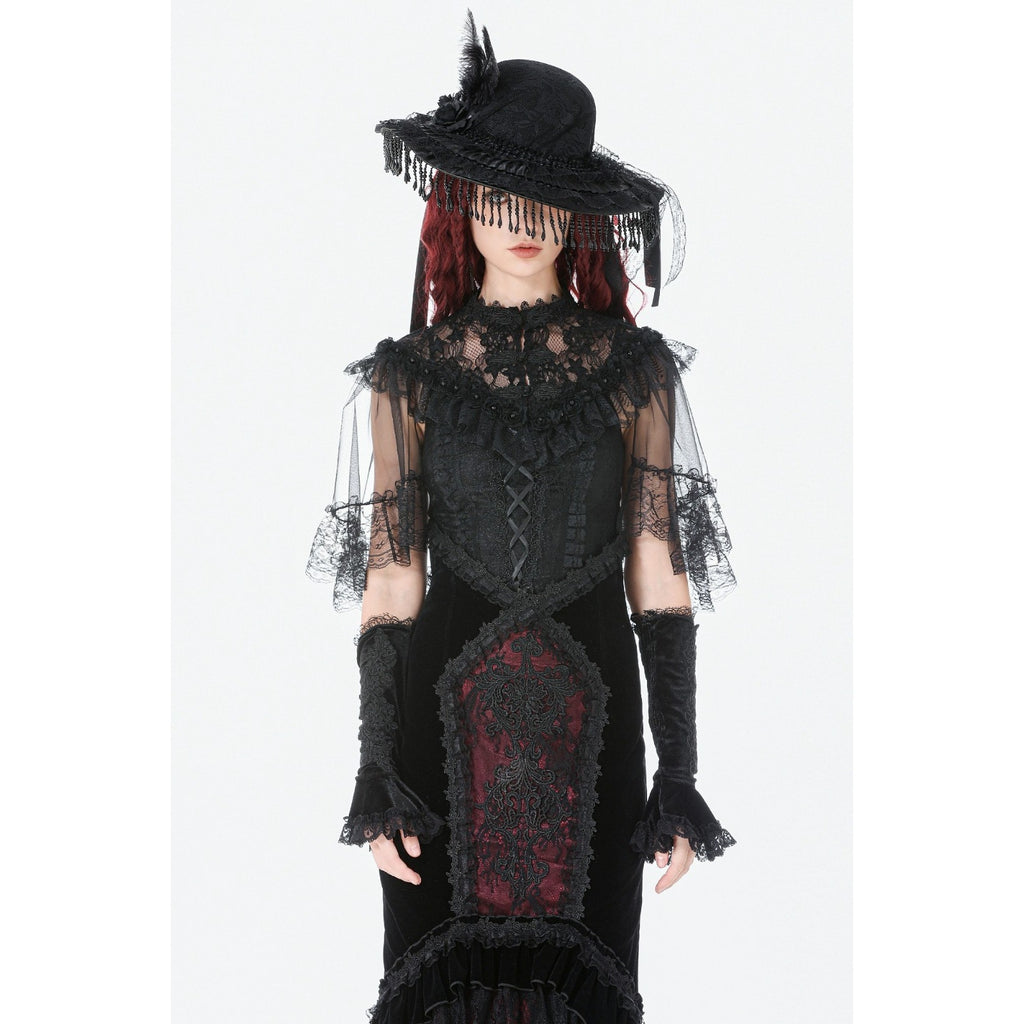 Dark in Love Gothic Victorian Vampire Blood Offering Velvet High Waist Skirt