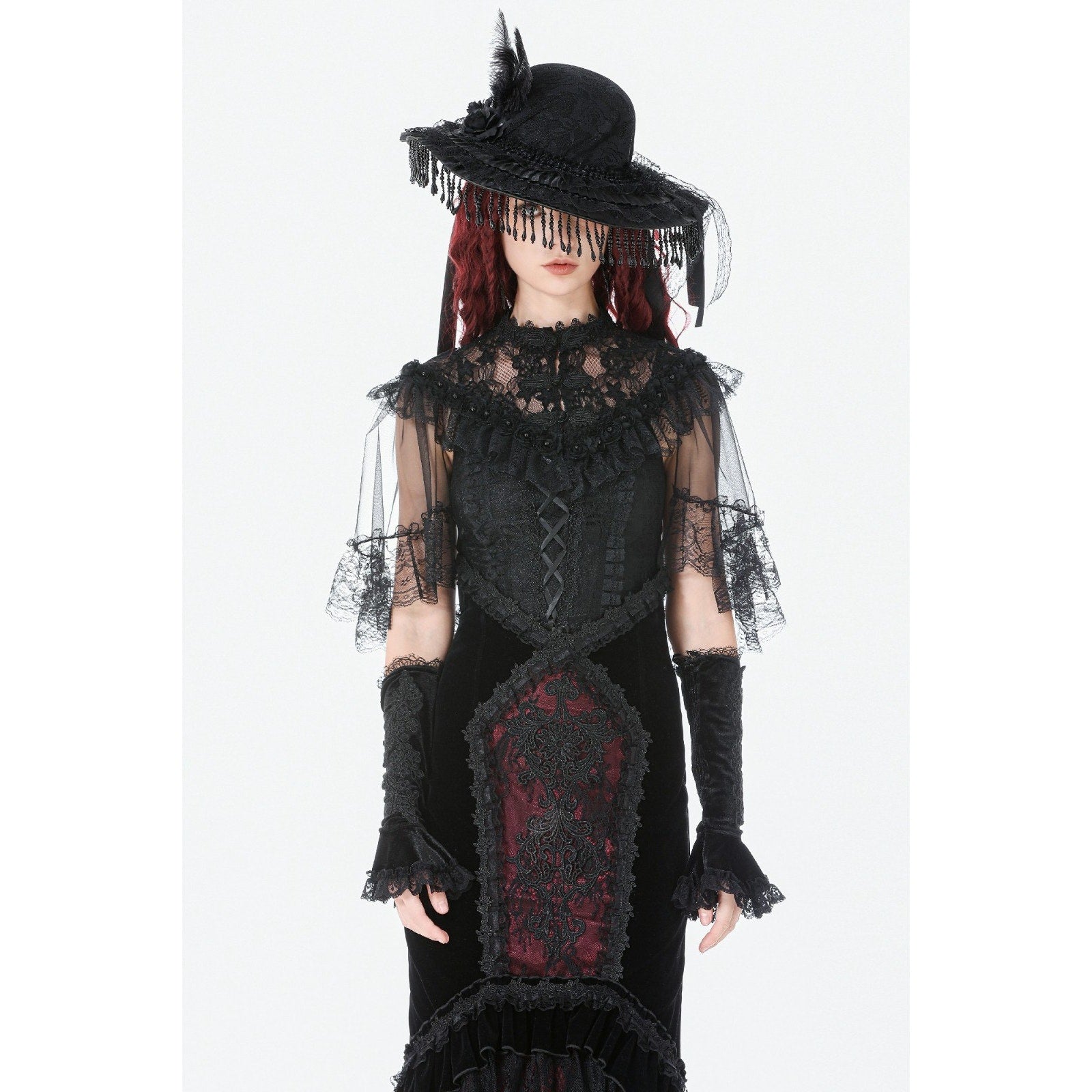 Dark in Love Gothic Victorian Vampire Blood Offering Velvet High Waist Skirt