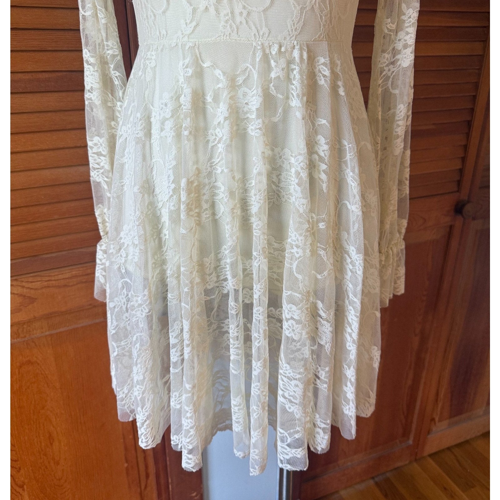 Lolita Kawaii EGL Dollcore Ballet Cottage Ivory Lace Ruffle Dress w/ Bows M