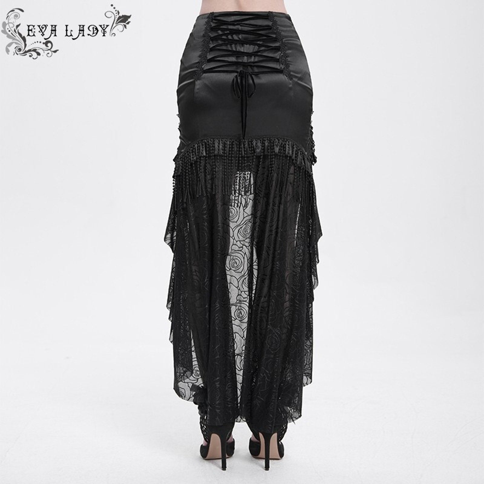 Devil Fashion Gothic Victorian Vkei High-Low Satin Bound by You Chain Skirt