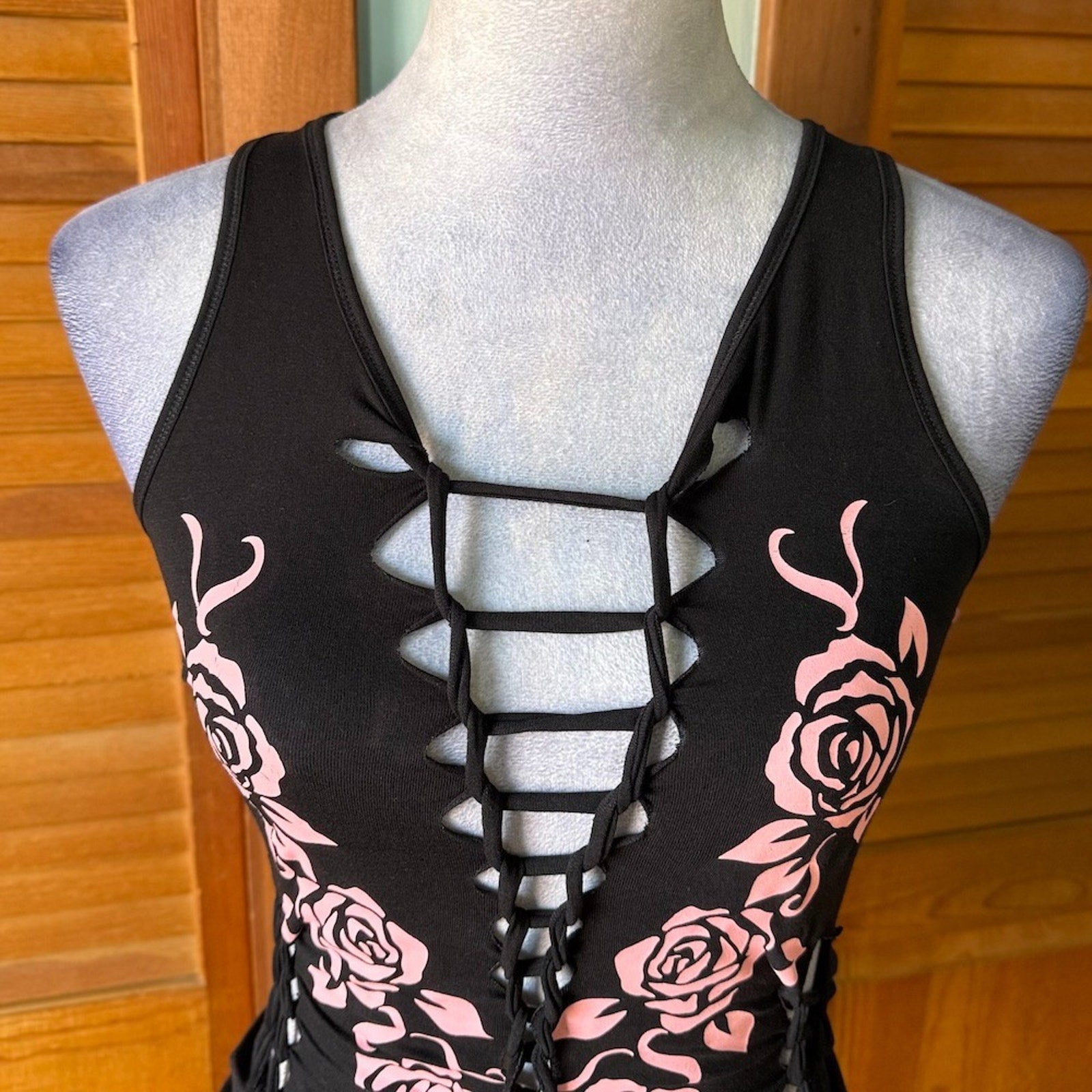 Demi Loon Punk Goth Emo Grunge "Desert Rose" Slashed Cutout Festival Tank