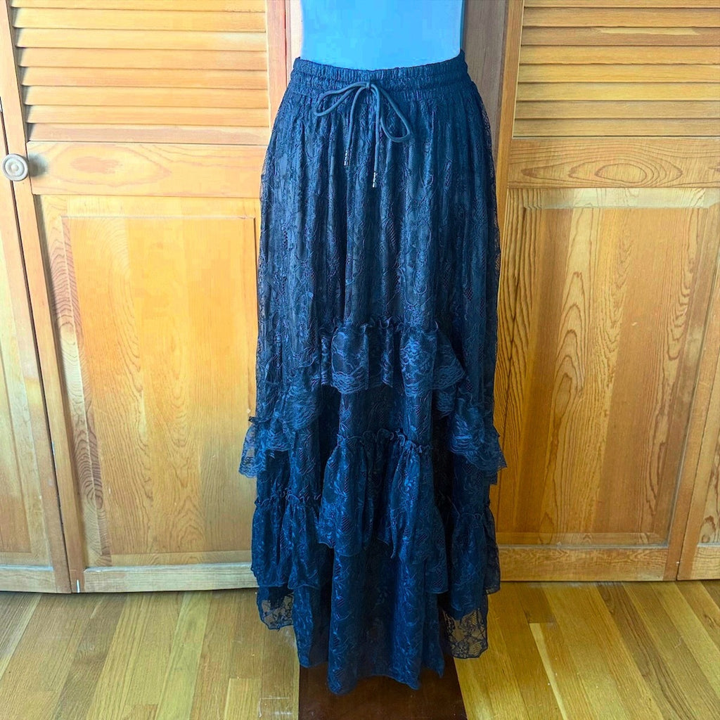 Dark in Love Gothic Victorian Vampire Vkei Black Lace & Ruffle Skirt XS-XL