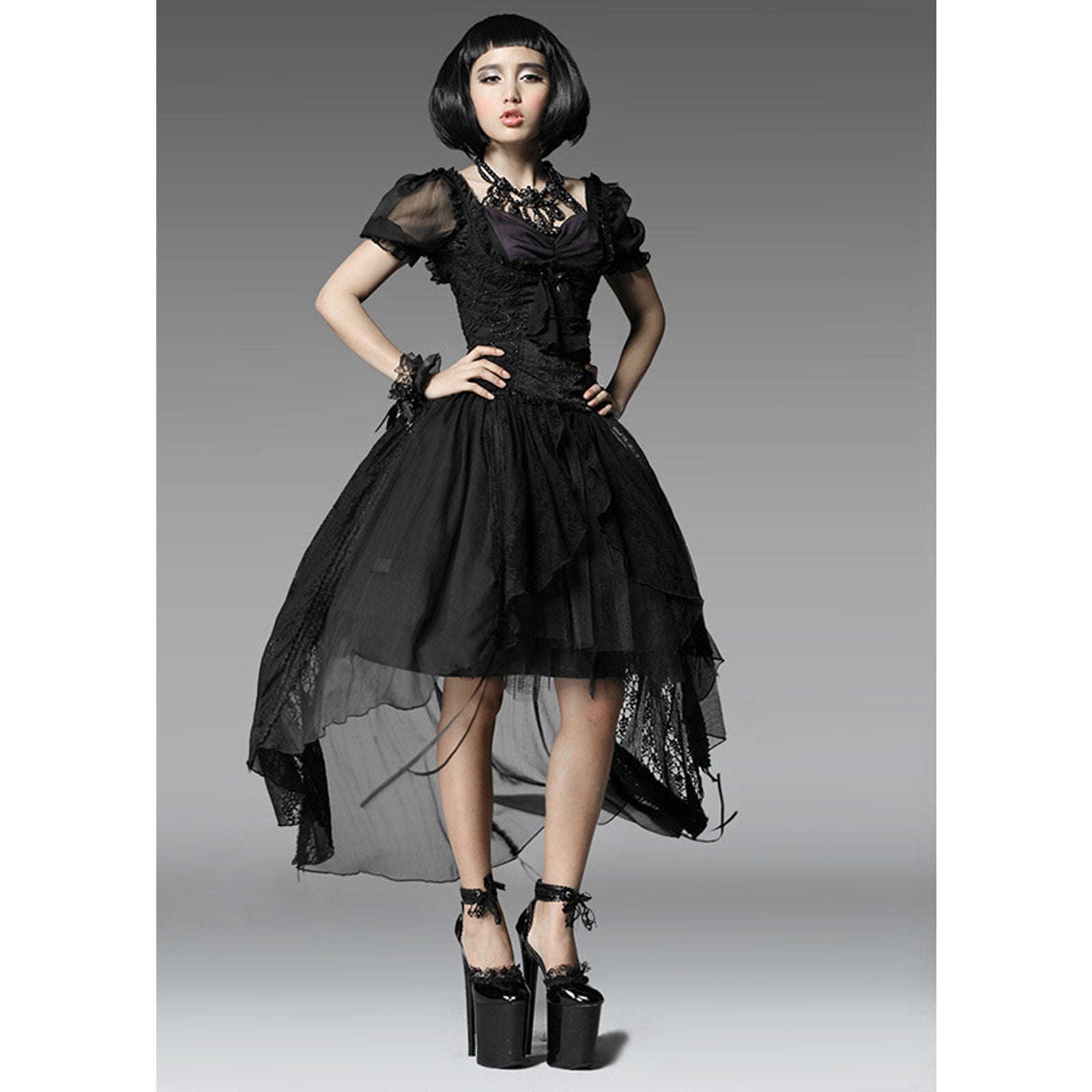 Gothic Lolita Victorian Aristocrat Black Beaded Underbust Bodice Top XXL