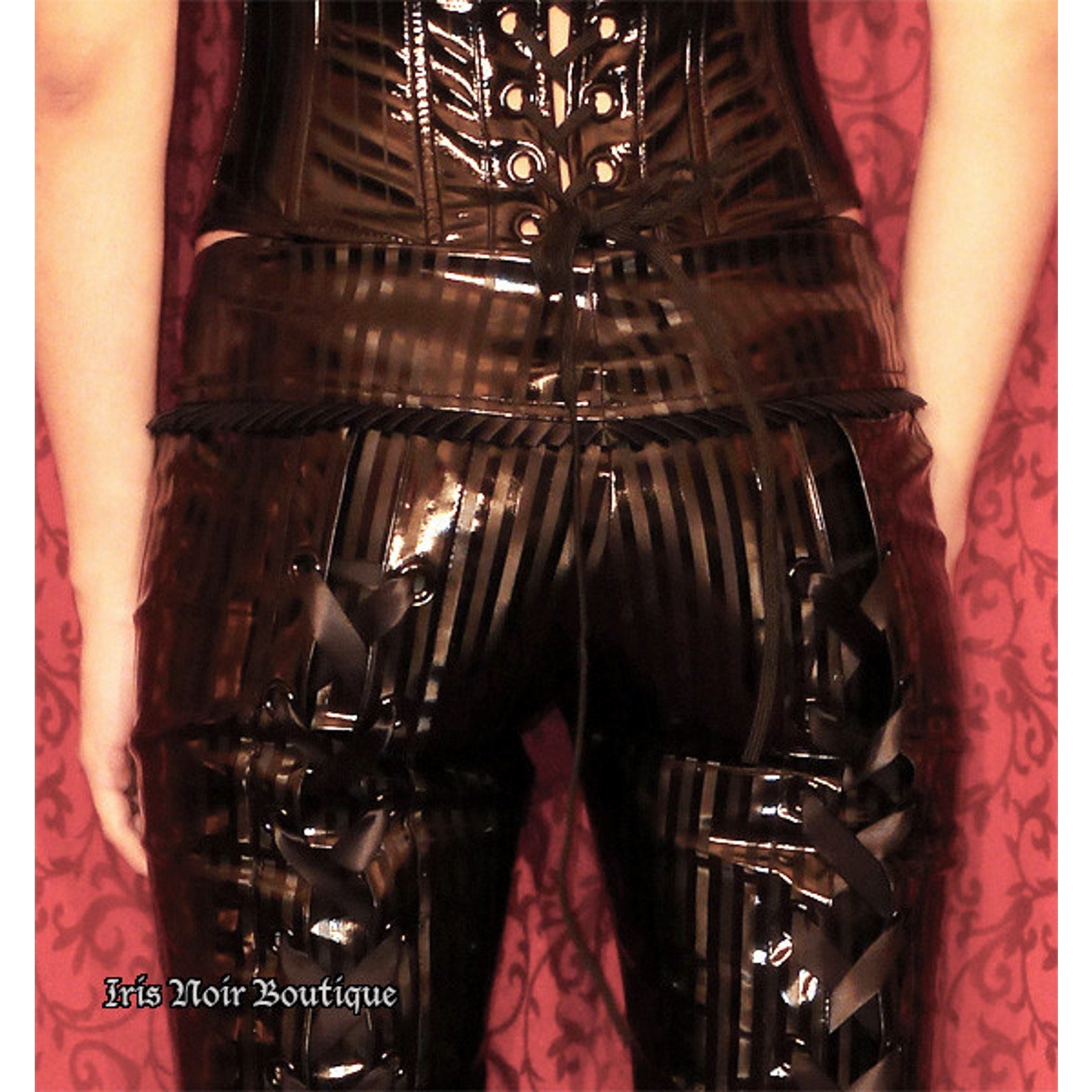 Vintage Lip Service Black Diamond Dynasty Gothic Vinyl Lace-Up Back Pants XS