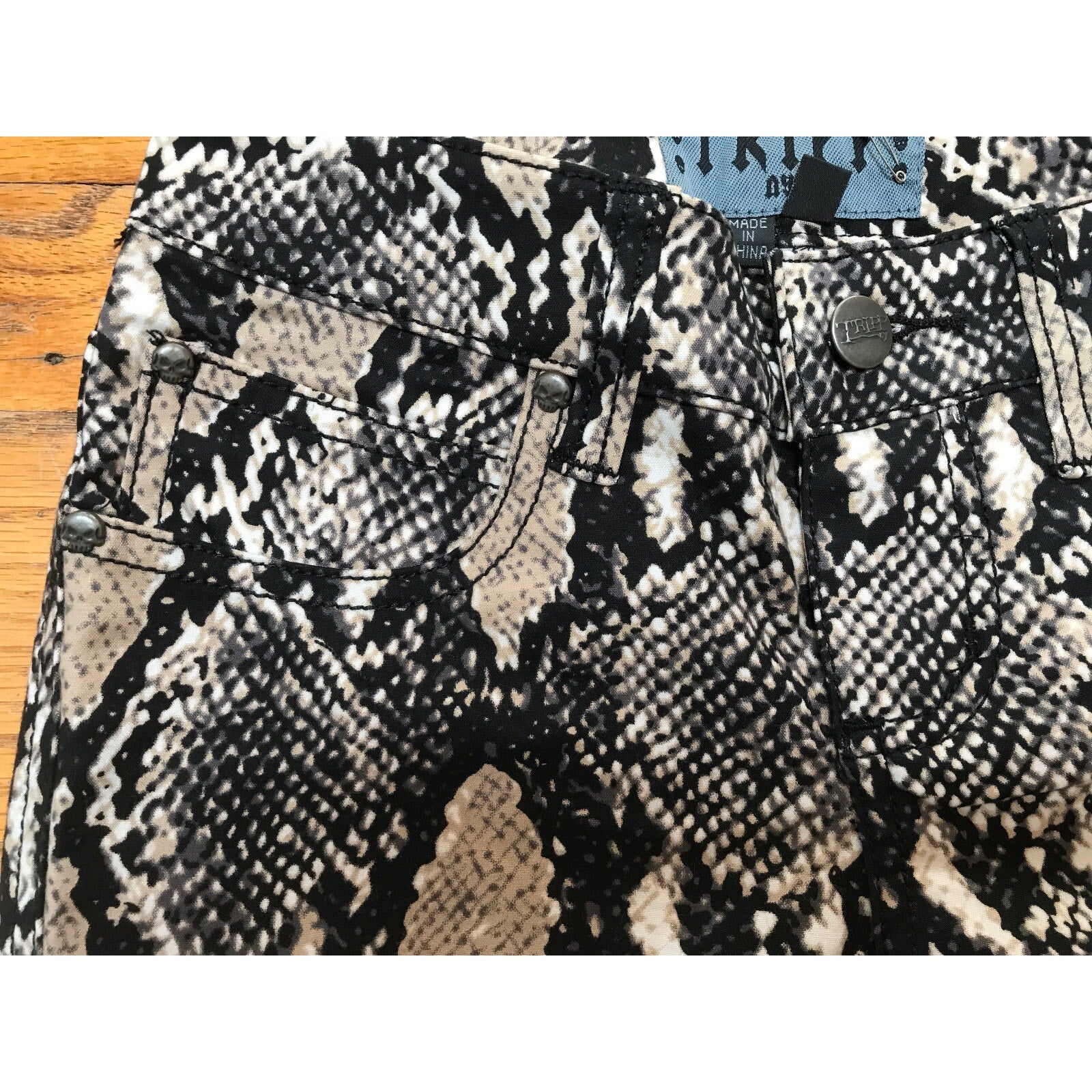 Tripp NYC Snakeskin Animal Print Narrow Leg Punk Goth Pants