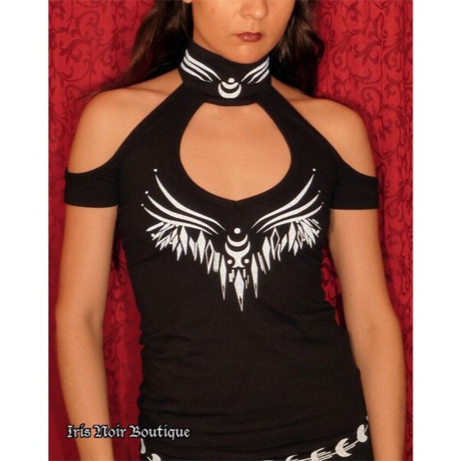 Vintage Lip Service Millennium Moon Cyber Goth Tribal Halter Top Reflective XS