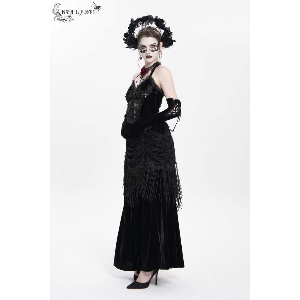 Devil Fashion Gothic Victorian Vampire Decadent Decay Black Velvet Lace Dress
