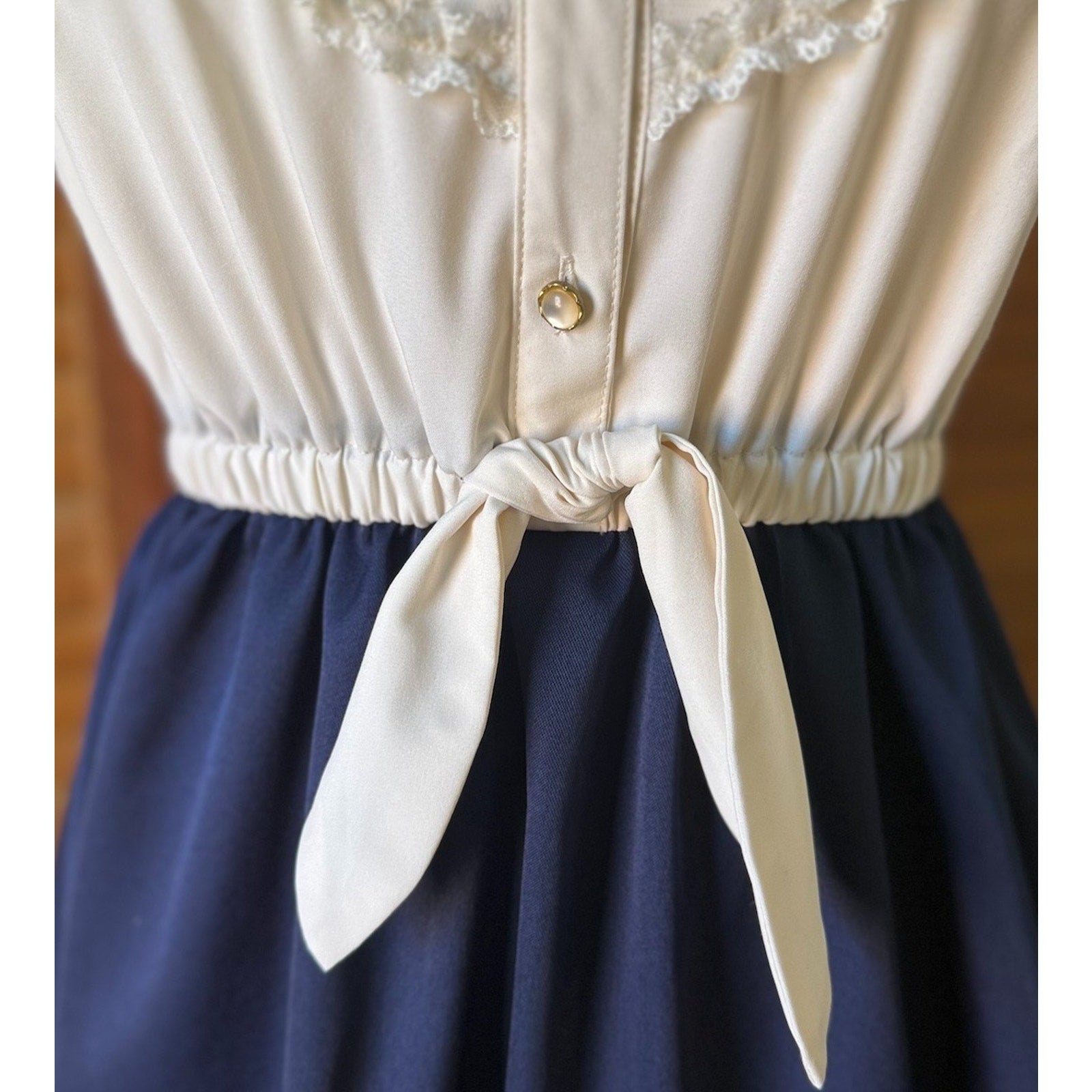 Liz Lisa Penderie Lolita Jirai Gyaru Dollcore White & Blue Heart Tie Dress S