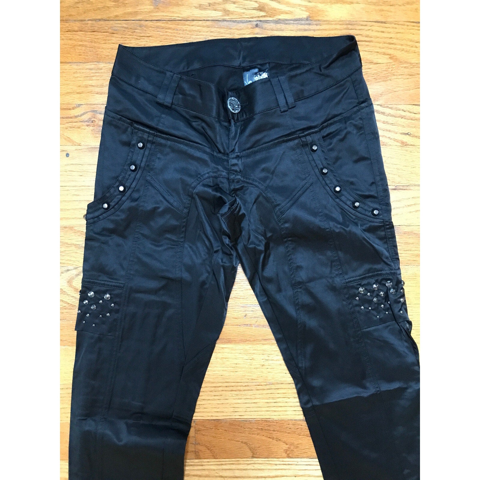 Punk Rave Black Studded Gothic Steampunk Metal Cosplay Visual Kei Pants XL