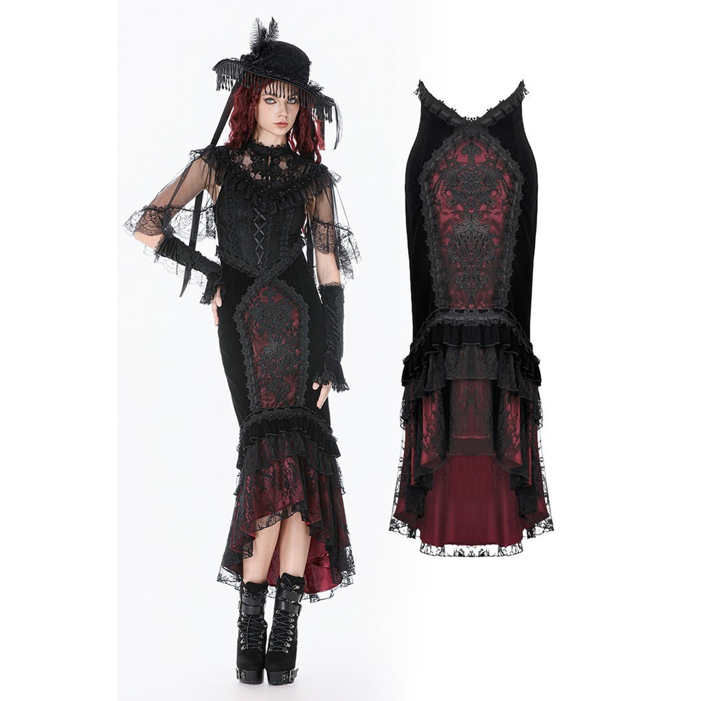 Dark in Love Gothic Victorian Vampire Blood Offering Velvet High Waist Skirt