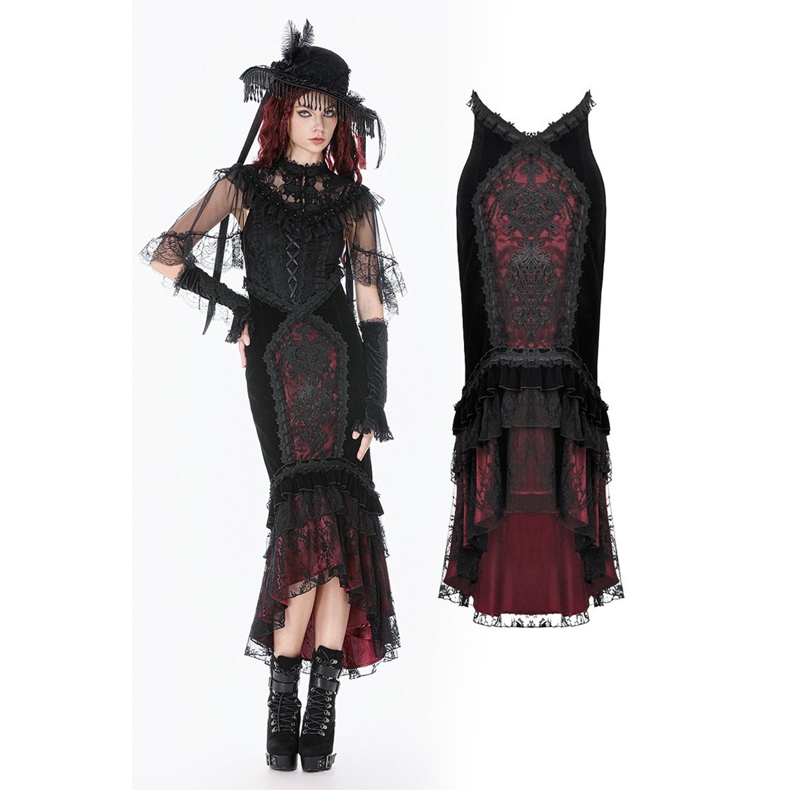 Dark in Love Gothic Victorian Vampire Blood Offering Velvet High Waist Skirt