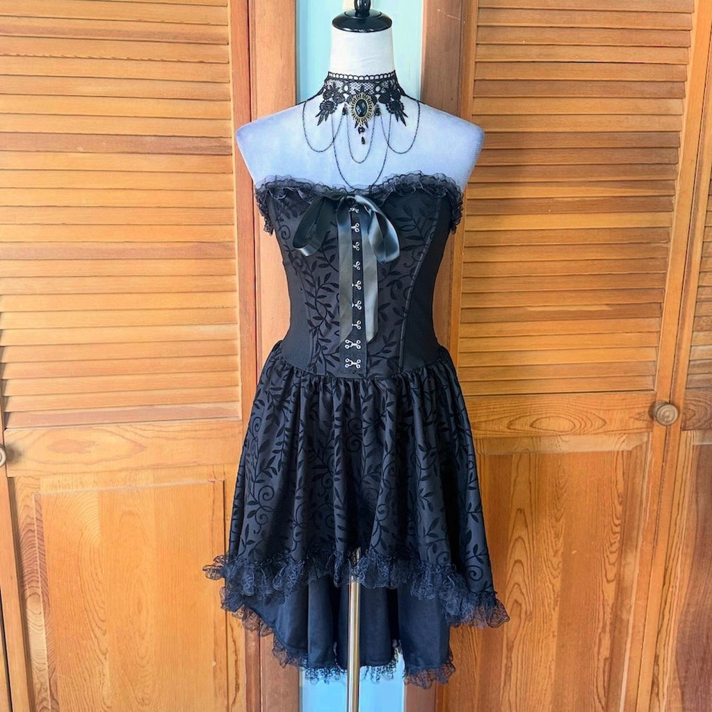 Garden Goth Victorian Dark Fairycore Witchcore Sinister Foliage Black Dress