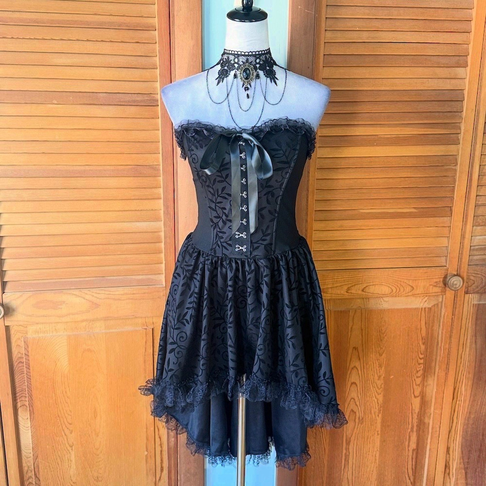 Garden Goth Victorian Dark Fairycore Witchcore Sinister Foliage Black Dress