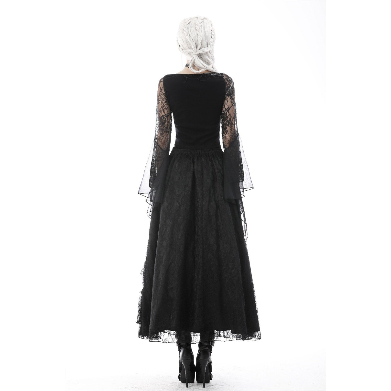 Dark in Love Gothic Victorian Vampire Vkei Black Lace & Ruffle Skirt XS-XL