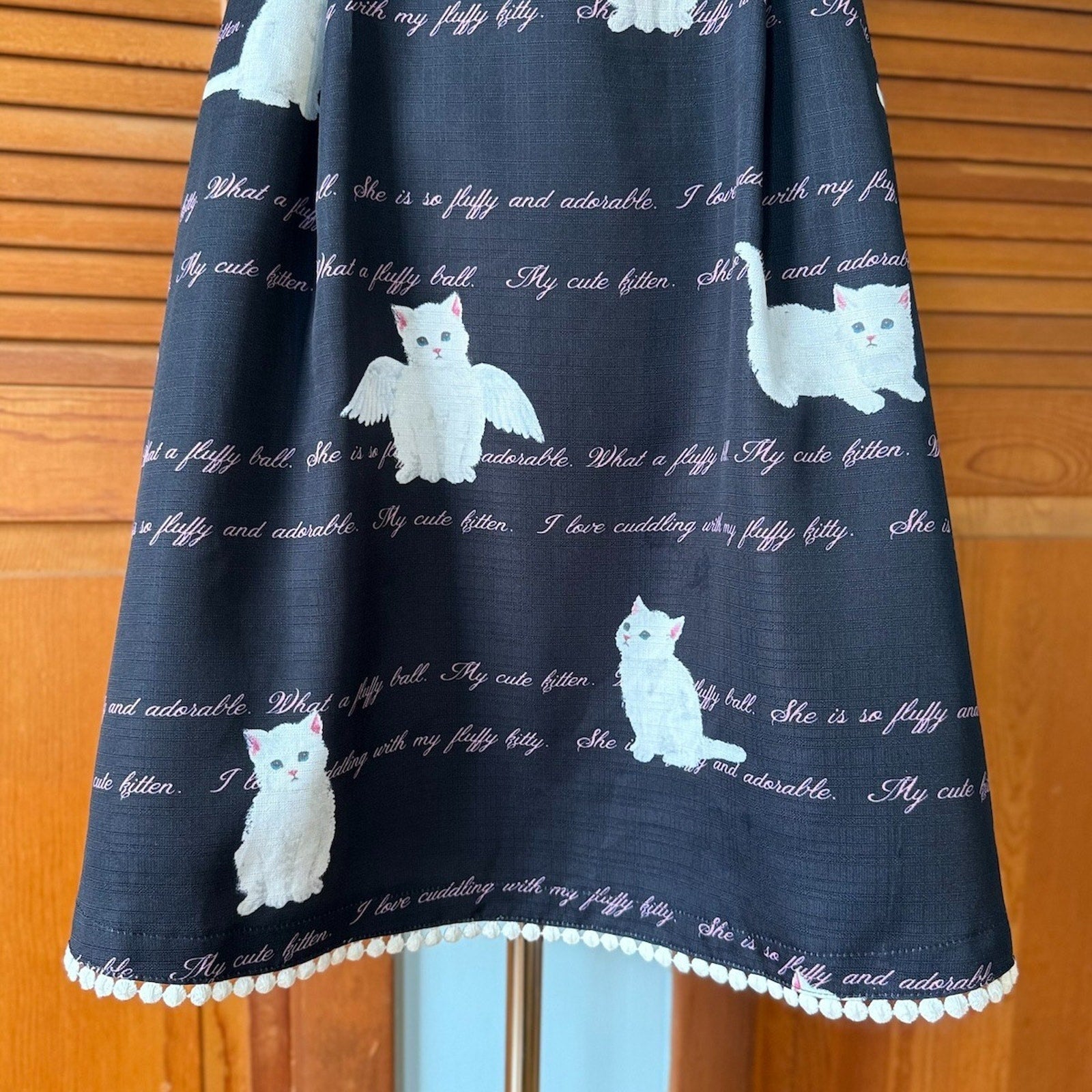 J-Fashion Ank Rouge Kawaii Gyaru Dollcore White Kitten Angel Black Dress S-M