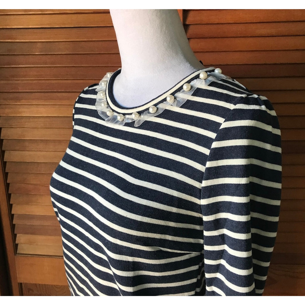 Liz Lisa J-fashion Kawaii Blue White Stripe Lace & Bows Sailor Top S-M