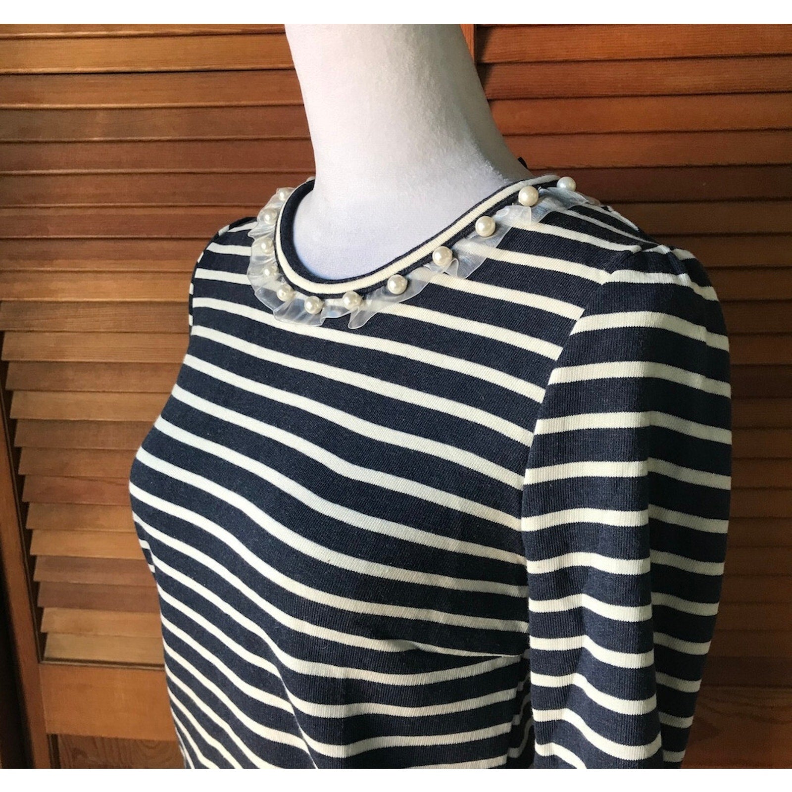 Liz Lisa J-fashion Kawaii Blue White Stripe Lace & Bows Sailor Top S-M