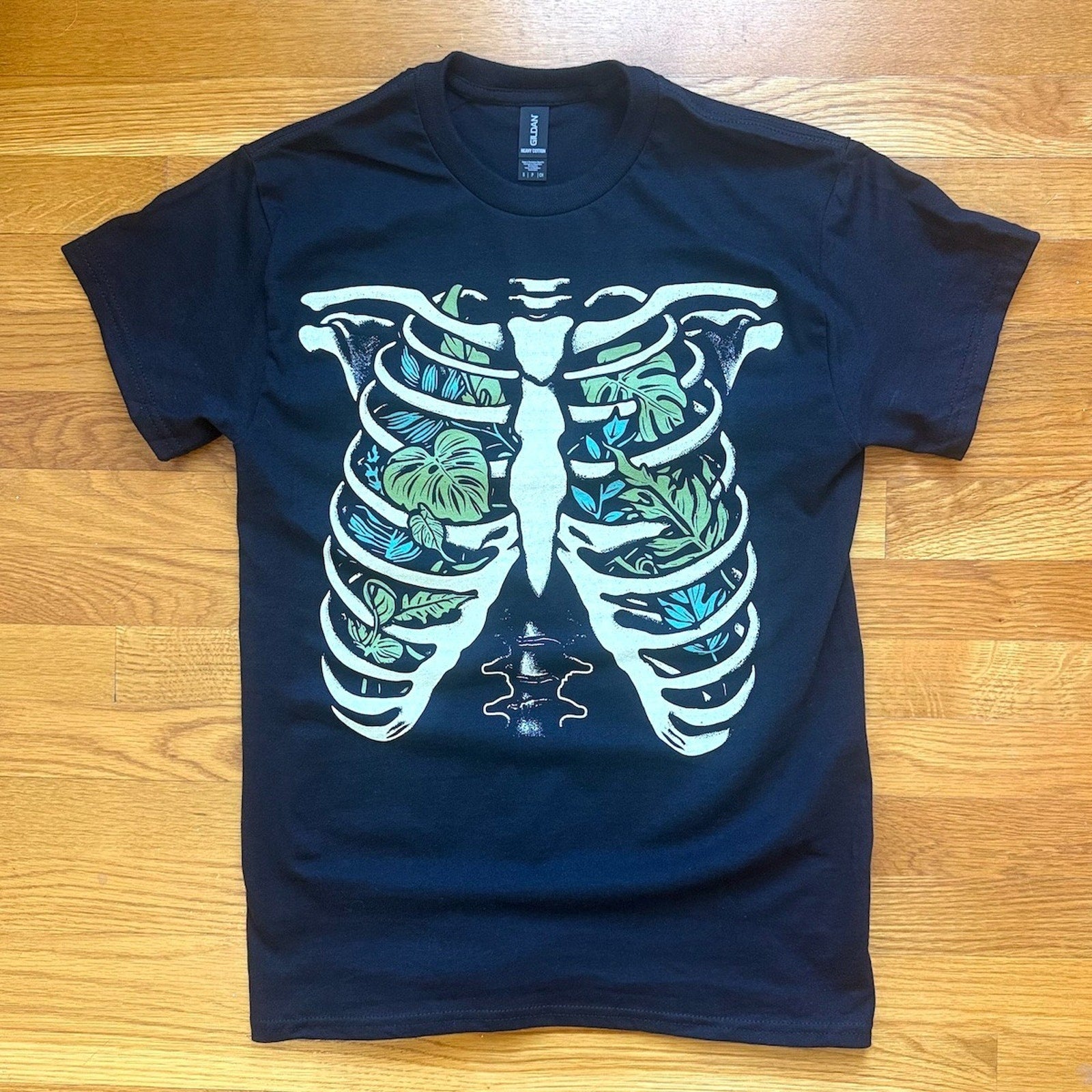 Garden Goth Plant Lover Punk Emo Alternative Black Green Skeleton Tee T-Shirt