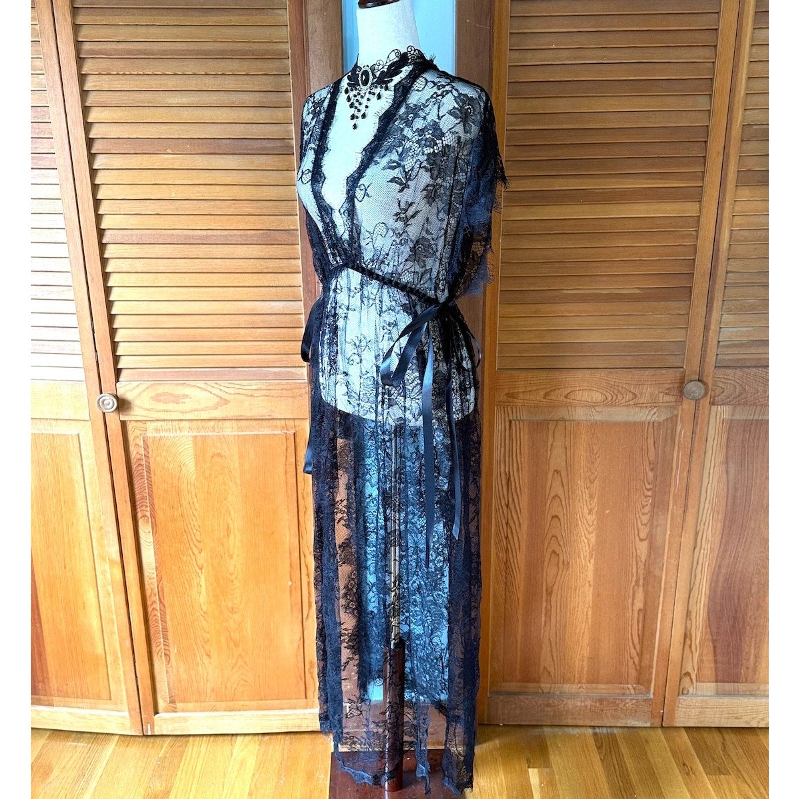 Gothic Victorian Coquette Balletcore Black Lace Overdress Dress Cover S-XXL