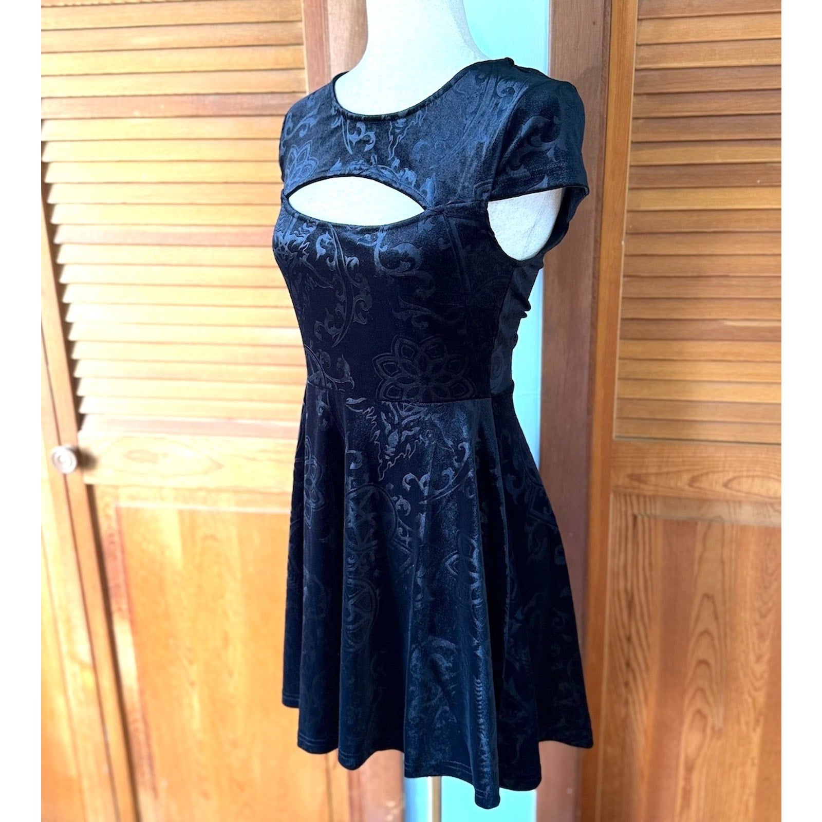Killstar Gothic Lolita Punk Witch Halloween Black Velvet Blasphemia Dress XS