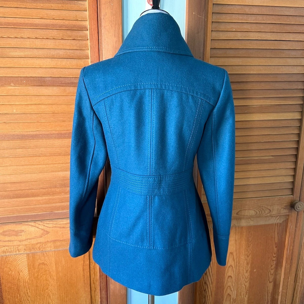 Miss Sixty J-fashion Dollcore Gyaru Himekaji Teal Wool Blend Pea Coat Jacket S