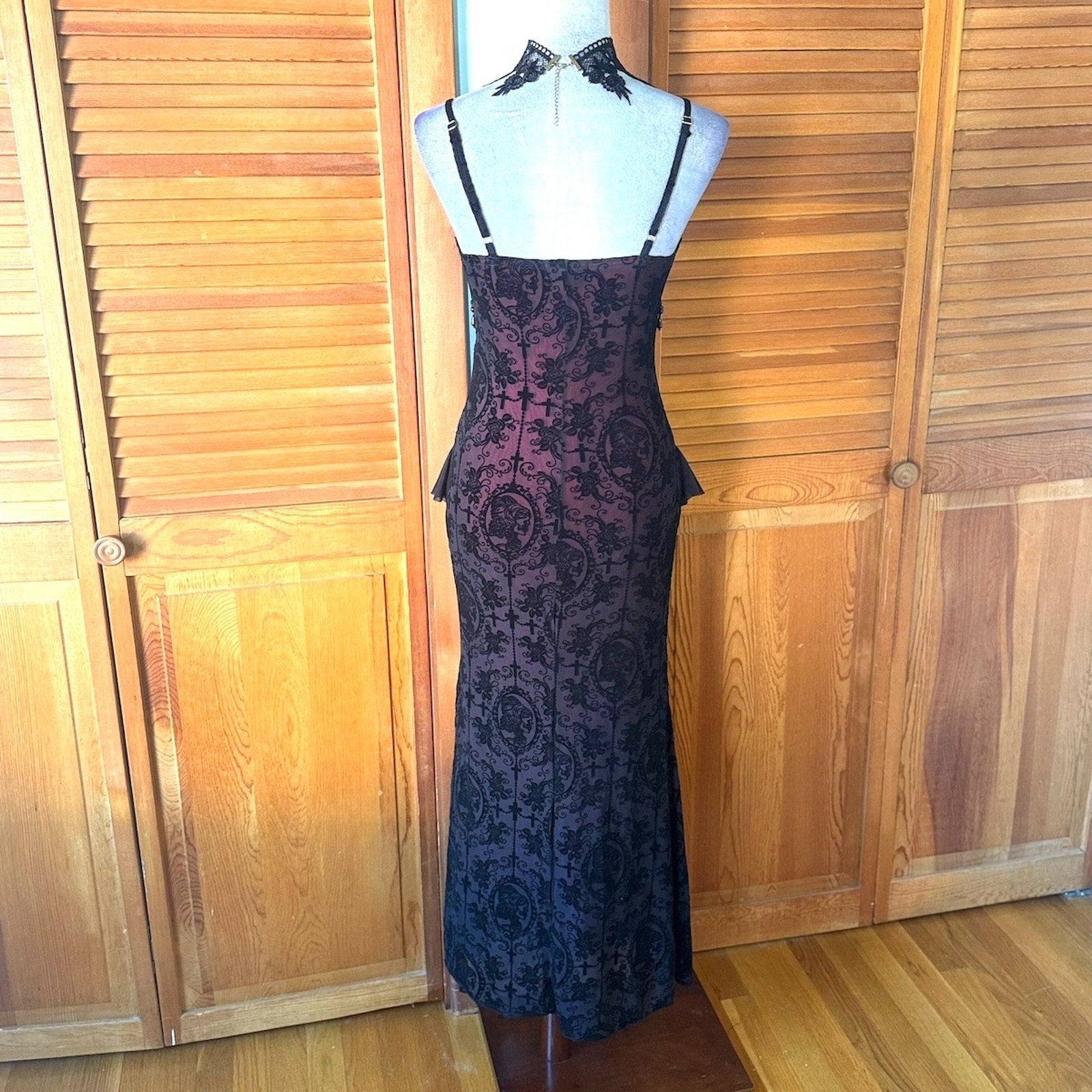 Gothic Victorian Vampire Everlasting Melancholy Cross Beads & Ruffles Dress