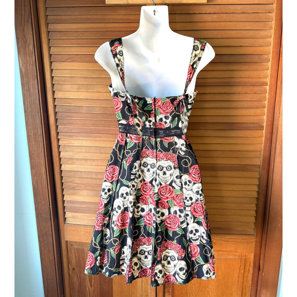 Vintage Shrine of Hollywood To Thy Skull My Rose Black Goth Punk Y2K Dress XS-S