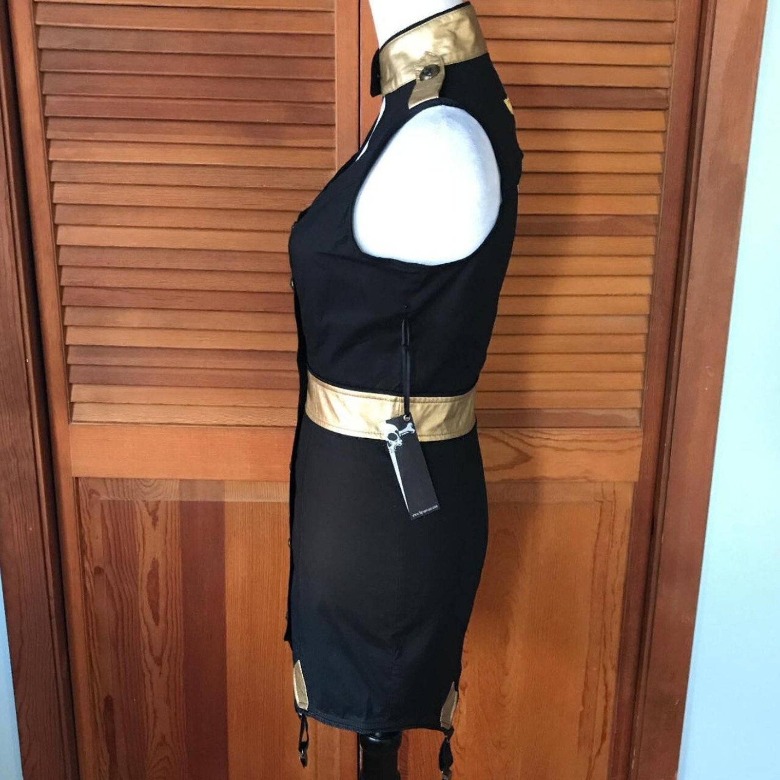 Vintage Lip Service Goth Punk Steampunk Military Cosplay Garter Tunic Dress