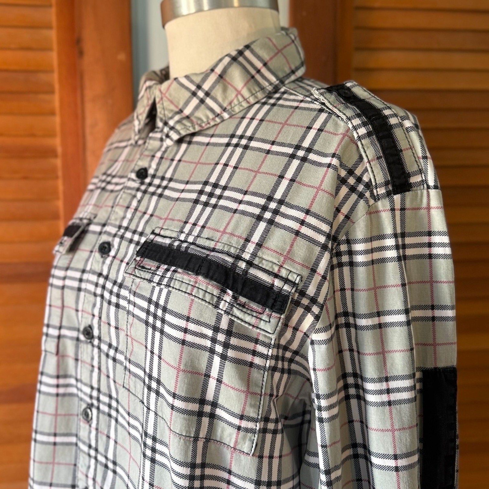 Vintage Tripp NYC Punk Goth Y2K Gray Plaid Cotton Unisex Shirt M-XL