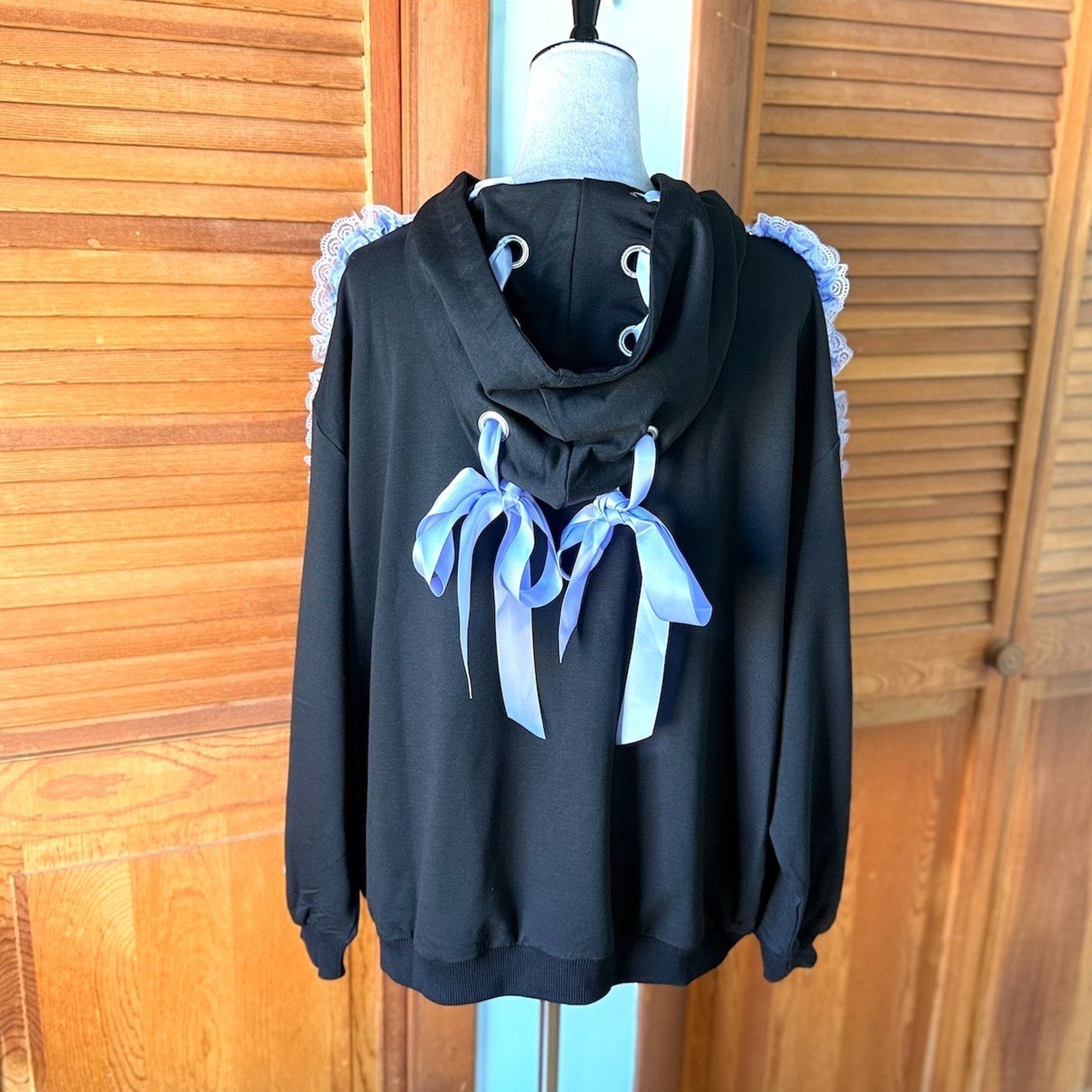 ACDC Rag Lolita EGL Goth Punk Emo Yami Kawaii Ground Mine Zip Ruffle Hoodie