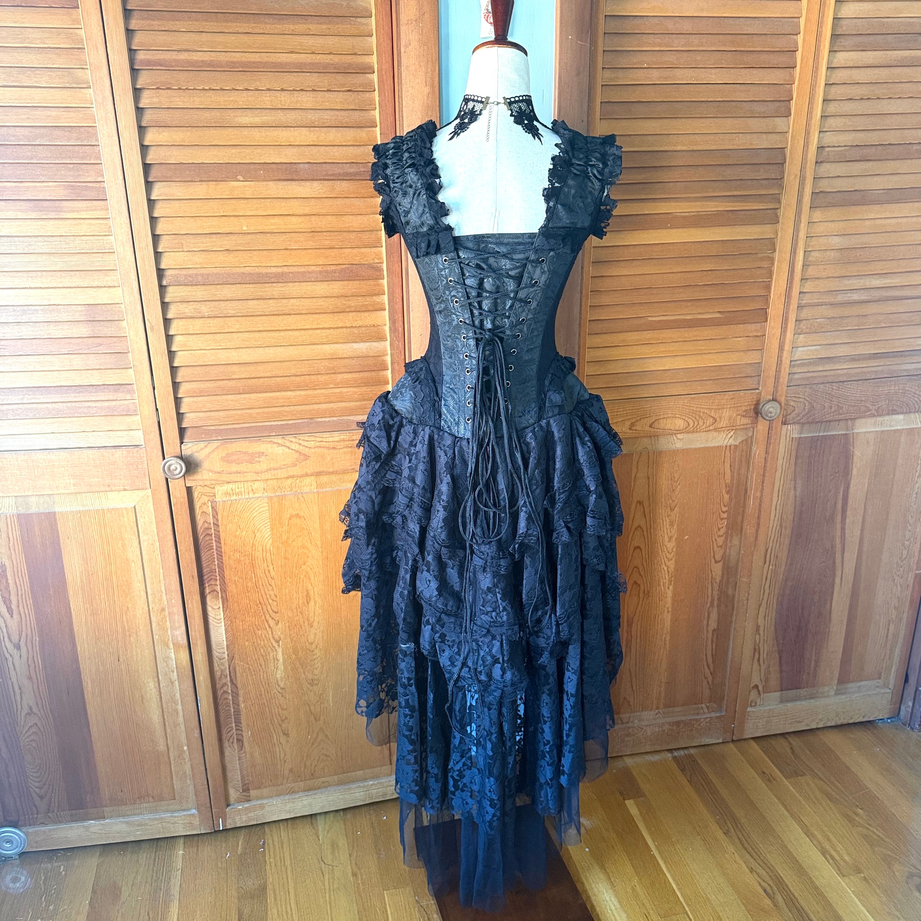 Burleska Gothic Victorian Renaissance Black King Brocade Lace Corset Dress