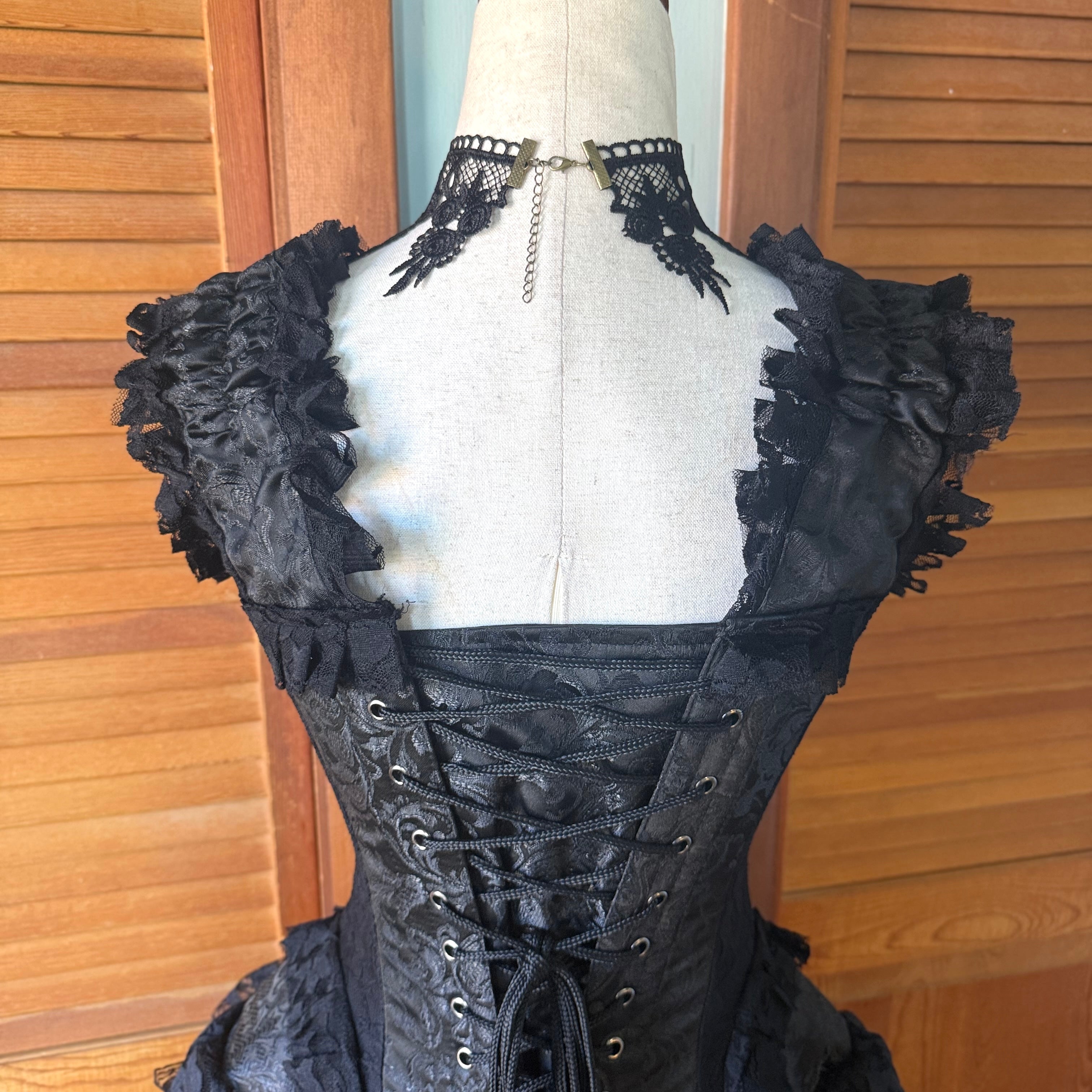 Burleska Gothic Victorian Renaissance Black King Brocade Lace Corset Dress