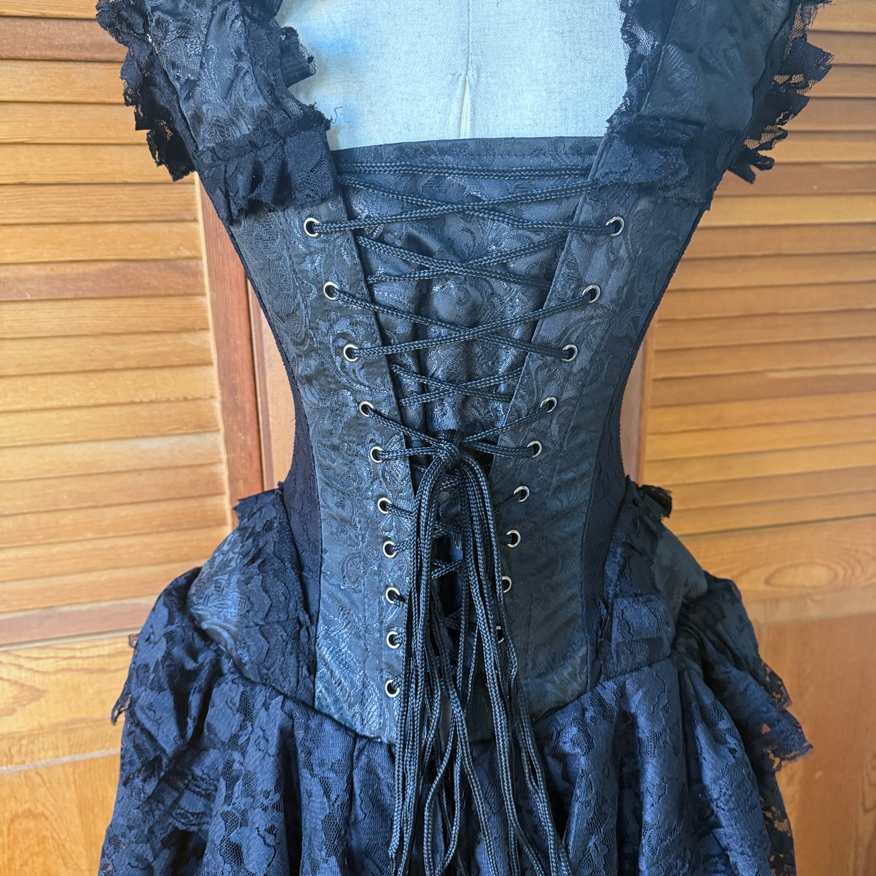 Burleska Gothic Victorian Renaissance Black King Brocade Lace Corset Dress