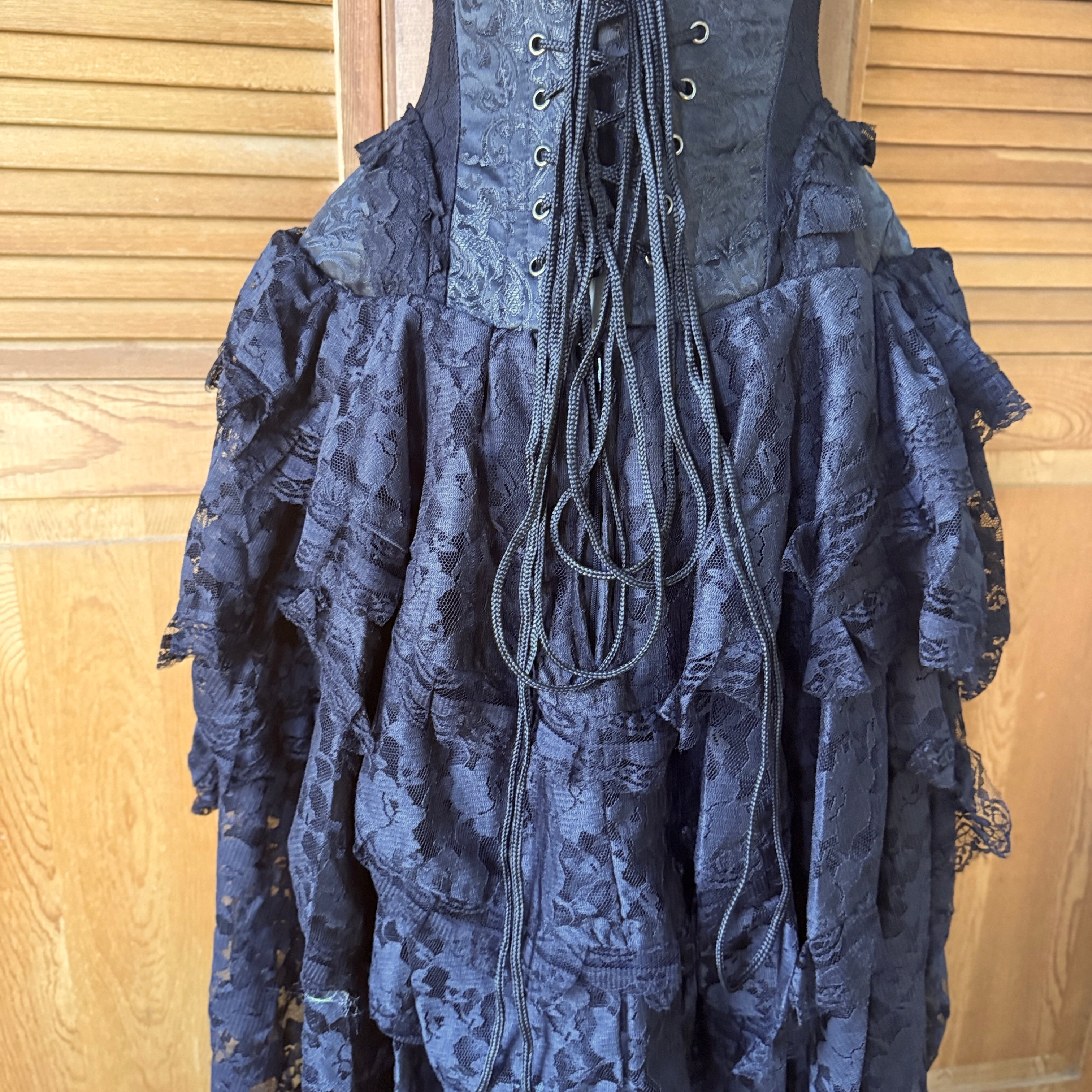 Burleska Gothic Victorian Renaissance Black King Brocade Lace Corset Dress