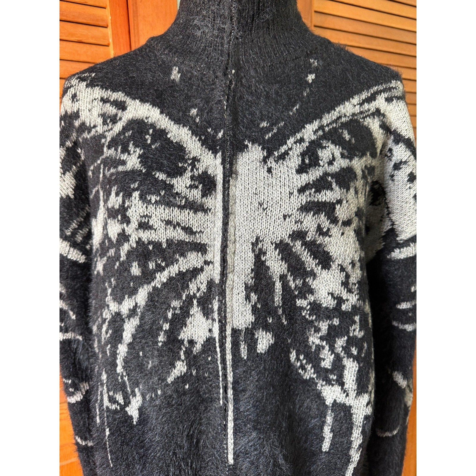 Garden Goth Punk EGL Horror Black & White Night Butterfly Sweater S-M