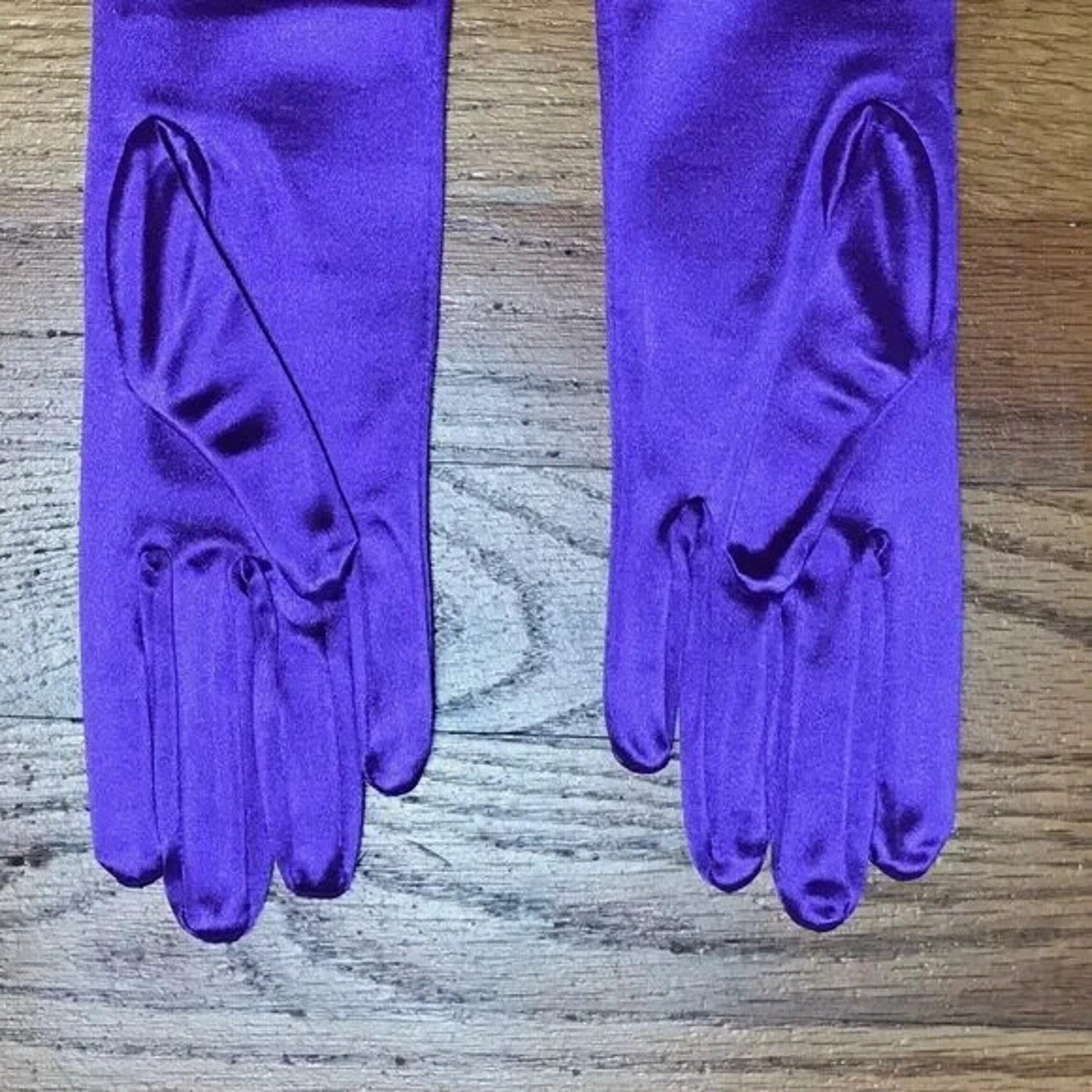 Goth Victorian Steampunk Vampire Purple Satin Elbow Length Gloves