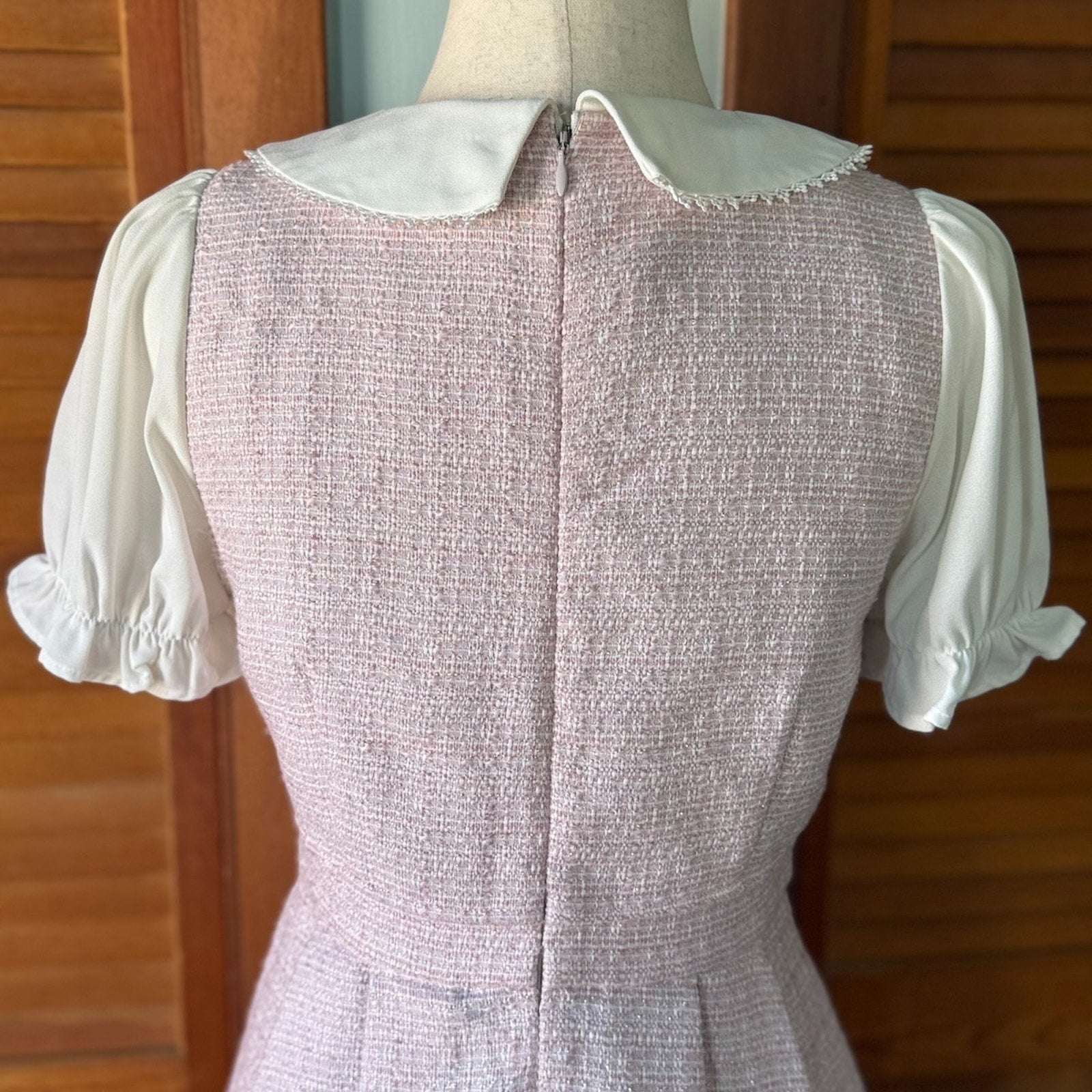 J-fashion Ank Rouge Jirai Kei Rosangata Gyaru Harajuku Pink Tweed Dress M