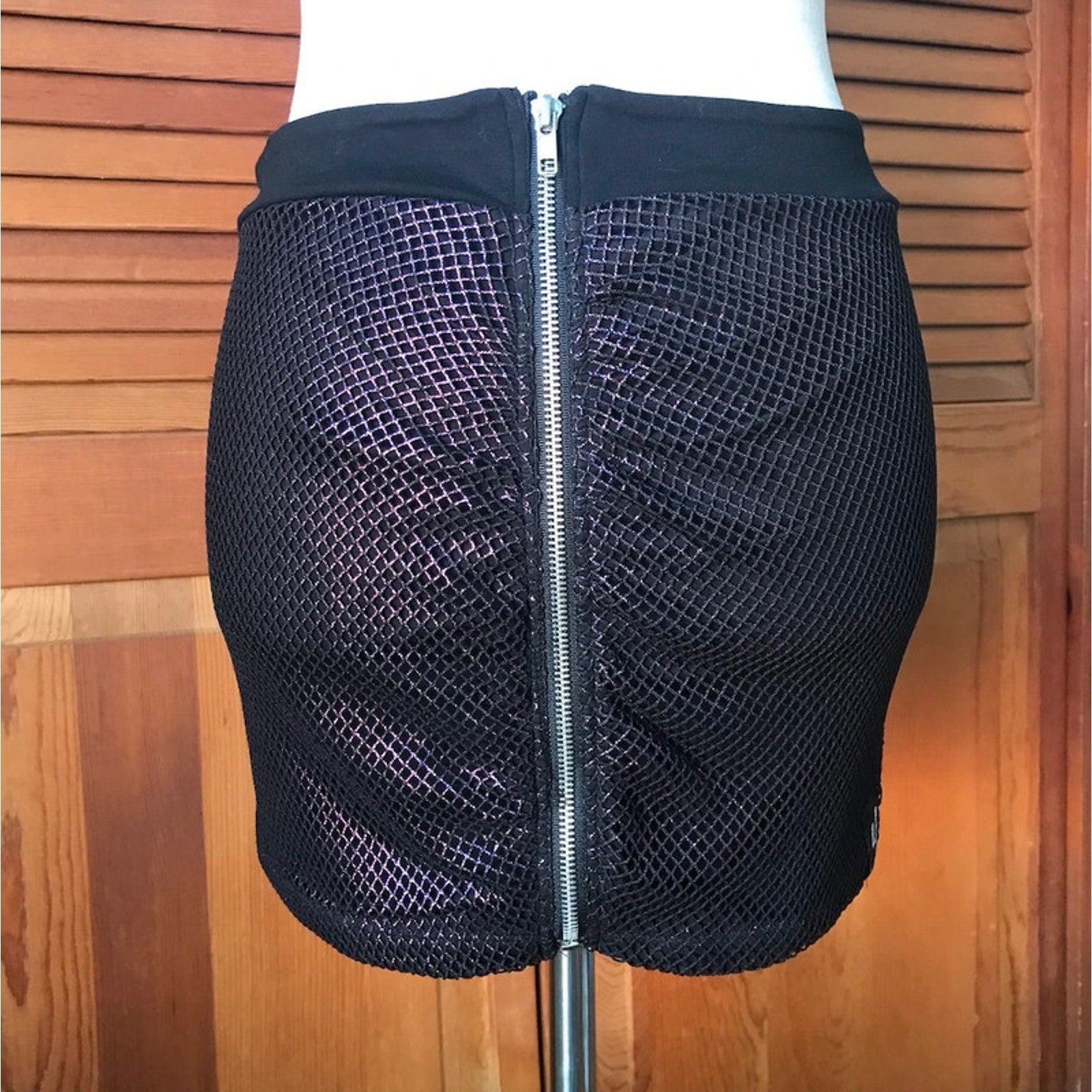 Lip Service Vintage Y2K Star Fishnet Goth Punk Glam Purple Mini Skirt XL