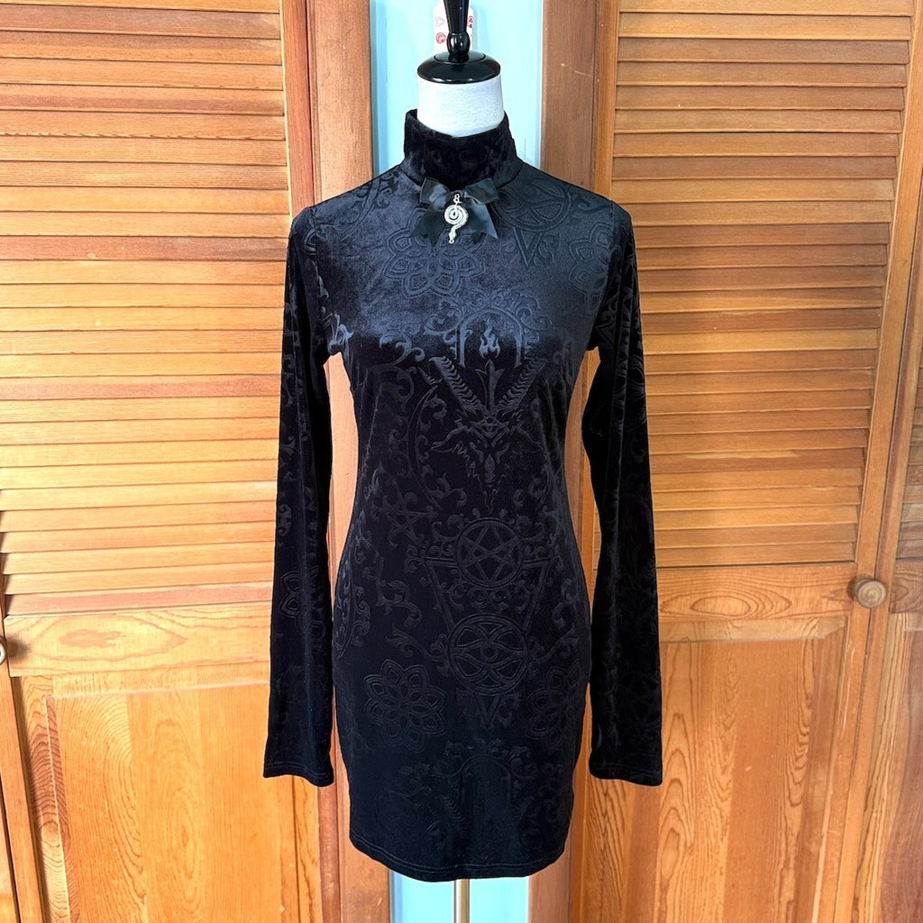 Killstar Gothic Witchcore Black Velvet Snake Charmer Blasphemia Dress XS