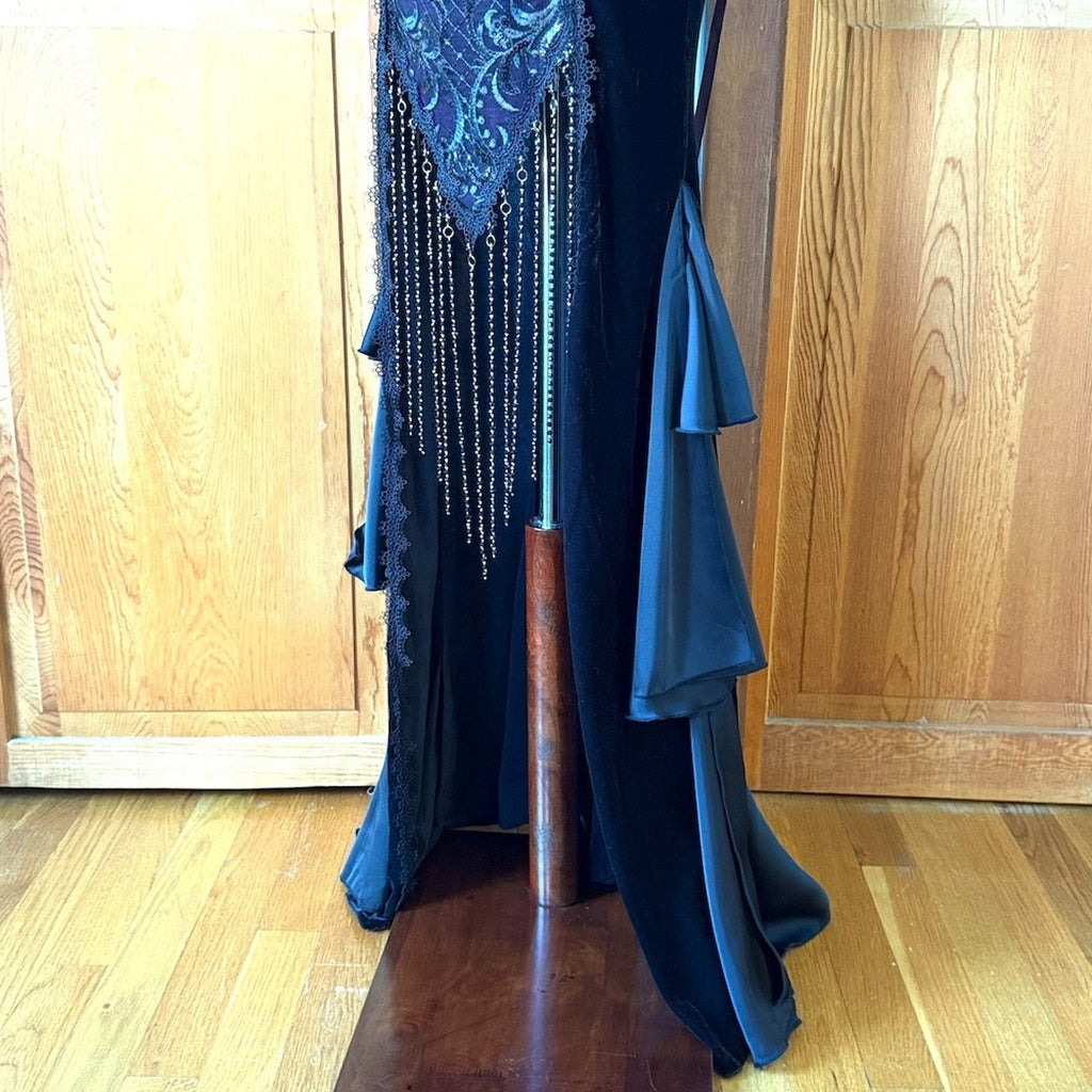 Devil Fashion Gothic Victorian 'Vampire Masquerade' Purple Black Velvet Gown