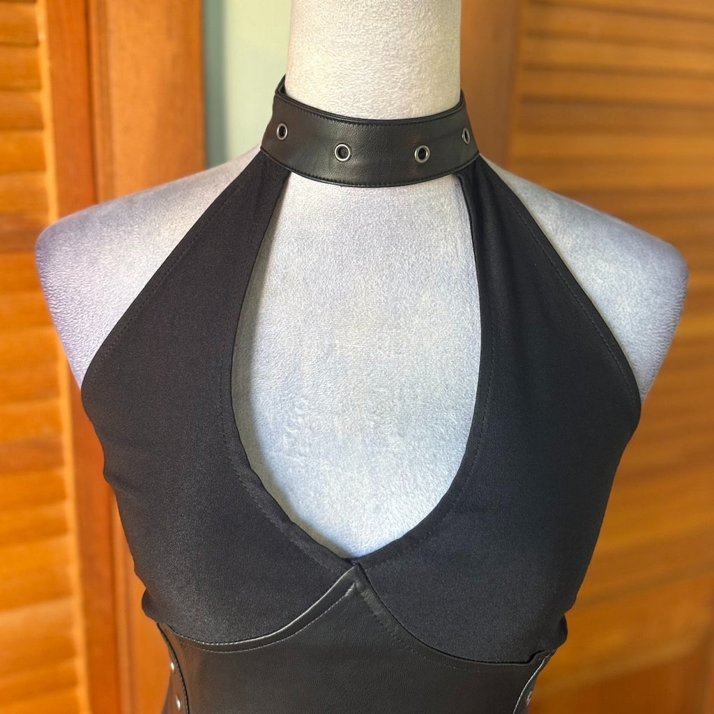 Killstar Goth Punk PinUp Retro Fetish Elegant Bodycon Faux Leather Waist Dress