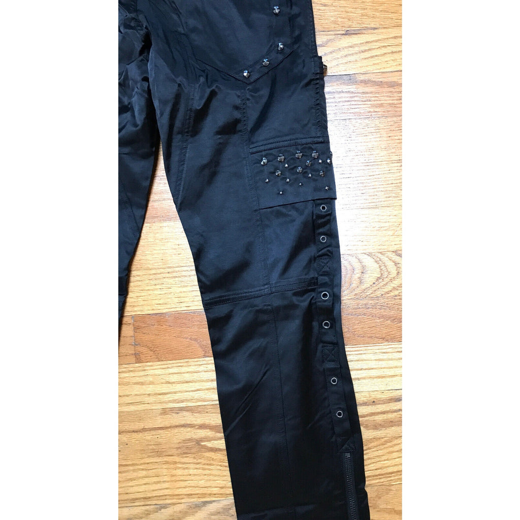 Punk Rave Black Studded Gothic Steampunk Metal Cosplay Visual Kei Pants XL